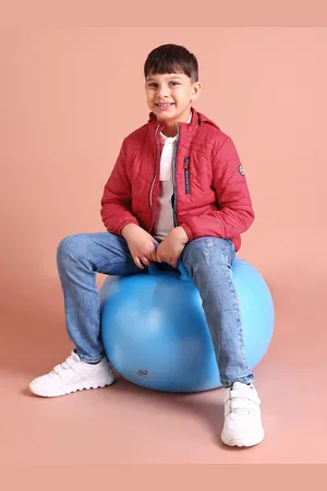 Ralph Lauren Boys Red Solid Hooded Puffer Jacket