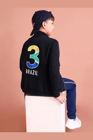 Ralph Lauren Boys Navy Blue Brazil Alphanumeric Back Embroidered Sweatshirt
