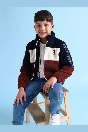 Ralph Lauren Boys Red & Navy Blue Colourblocked Tailored Jacket