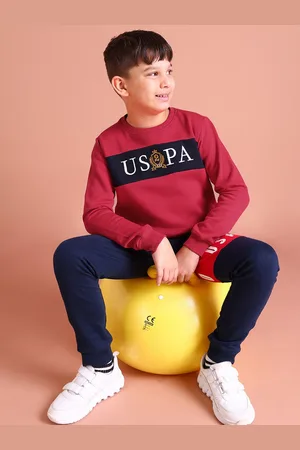 Ralph Lauren U.S.Polo Assn. Kids Boys Red Printed Sweatshirt