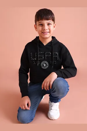 Ralph Lauren Boys Black Brand Logo Embossed Hooded Sweatshirt