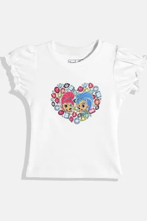 Eteenz Infant Girls Print Puff Sleeve Cotton Top