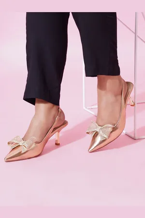 Sherrif Embellished PU Kitten Heeled Mules with Bows