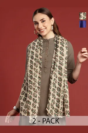 Anouk Pack of 2 Hand Printed Cotton Scarves