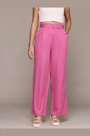 Roadster The Lifestyle Co. Women Super Wide Leg Pleated Korean Pants with Belt