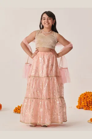 pspeaches Girls Printed Ready to Wear Lehenga & Blouse With Dupatta