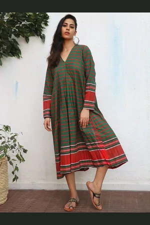 Chidiyaa Women Print A-Line Midi Dress