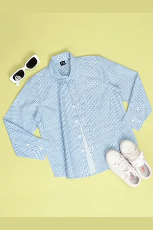 HOOP Boys Slim Fit Checked Spread Collar Casual Shirt