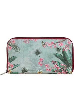 Krsnaa Mehta Unisex Floral Printed Leather Zip Around Wallet