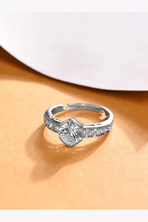 CLARA 925 Platinum-Plated CZ Studded Finger Ring