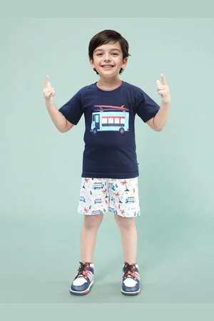 Toonyport Boys Printed Pure Cotton T-shirt with Shorts