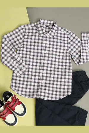 HOOP Boys Gingham Checks Cotton Casual Shirt