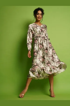 Globus Floral Print Fit and Flare Midi Dress