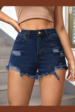 Aahwan Women Slim Fit High-Rise Denim Shorts