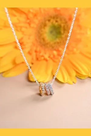 CLARA Rhodium-Plated Contemporary Pendants with Chains