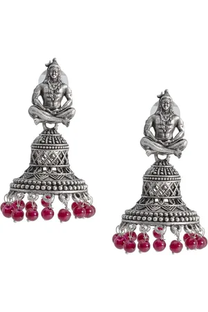 Shivansh Women Silver-Plated Contemporary Jhumkas Earrings 30 gms