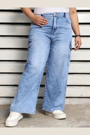 High Star Plus Size Women Wide Leg High-Rise Clean Look Light Fade Jeans