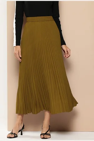 Chemistry Accordion Pleats Maxi Flared Skirt