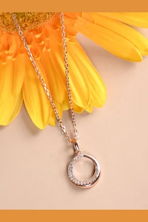 CLARA Rose Gold-Plated Cubic Zirconia-Studded 925 Sterling Silver Pendants with Chains