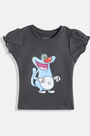 Eteenz Infant Girls Oggy and the Cockroaches Print Puff Sleeve Cotton Top