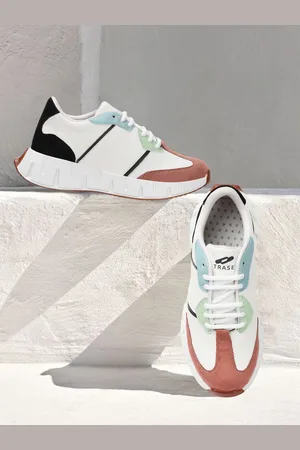TRASE Women Colourblocked Comfort Insole Contrast Sole Lace-Ups Sneakers Sneakers