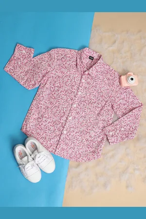 HOOP Boys Floral Printed Cotton Casual Shirt