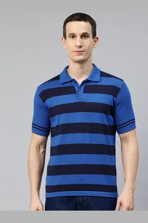 Pierre Carlo Men Striped Polo Collar T-shirt