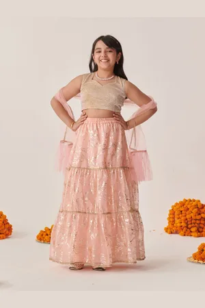 pspeaches Girls Printed Ready to Wear Lehenga & Blouse With Dupatta