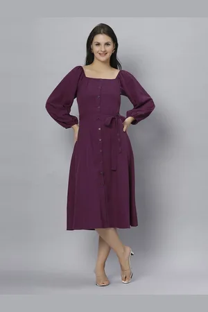 Chemistry Puff Sleeve A-Line Midi Dress