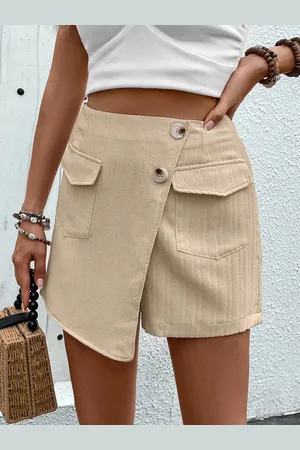 Stylecast Women Self Design Khaki Mid-Rise Shorts