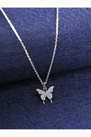 CLARA Rhodium-Plated 925 Sterling Silver Butterfly Pendant With Chain