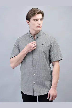 Woodland Men Micro Checks Opaque Striped Casual Shirt