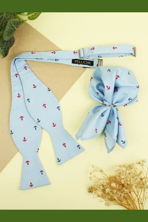 PELUCHE Men Printed Open Bow Tie & Pocket Square