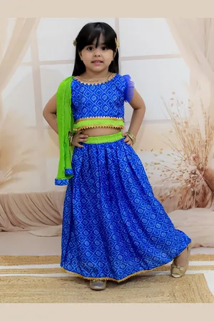BownBee Girls Bandini Printed Ready to Wear Lehenga & Blouse With Dupatta