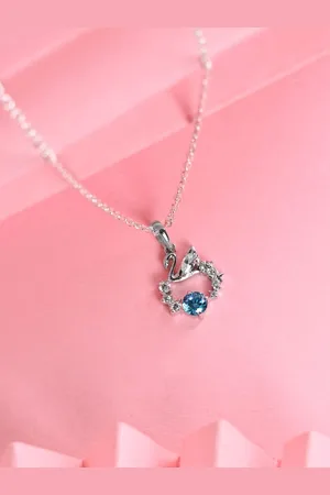 CLARA Rhodium-Plated 925 Sterling Silver Swan Shaped Pendant With Chain