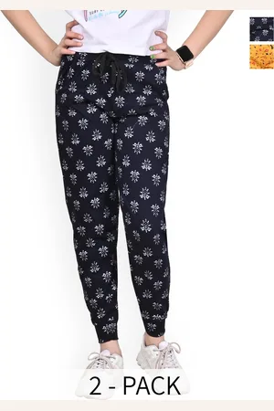 BAESD Girls Pack of 2 Printed Mid-Rise Pure Cotton Joggers