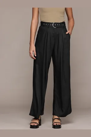 Roadster The Lifestyle Co. Women Super Wide Leg Pleated Korean Pants with Belt