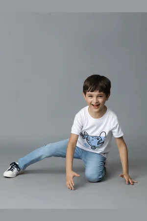 TALES & STORIES Boys Slim Fit Mid-Rise Heavy Fade Whiskers Stretchable Denim Jeans