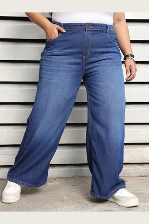 High Star Women Wide Leg High-Rise Light Fade Clean Look Pure Cotton Jeans