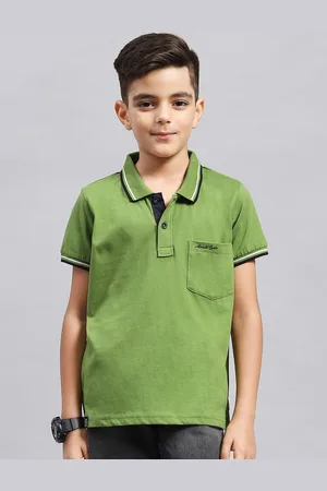Monte Carlo Boys Solid Polo Collar Pockets T-shirt