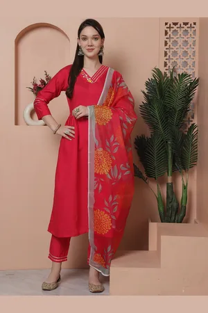 Rajnandini Floral Embroidered Regular Sequinned Kurta with Trousers & Dupatta