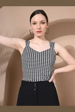 IUGA Check Sleeveless Top For Women