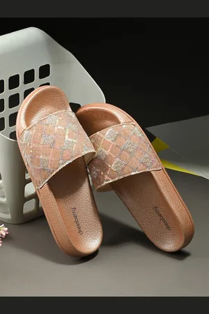 DressBerry Women Gold-Toned Embellished Sliders