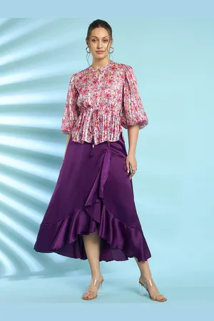Antheaa Floral Printed Top With Skirt