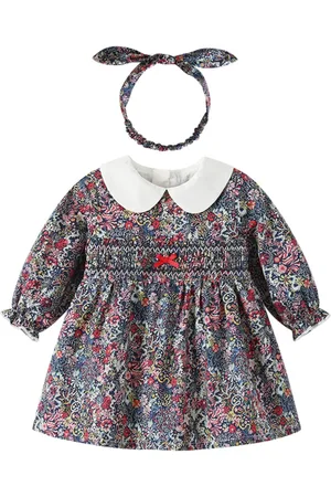 Stylecast Girls White & Purple Floral Printed Cotton Fit & Flare Mini Dress