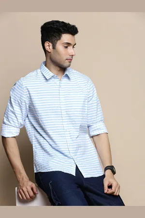 Invictus Sport Slim Fit Horizontal Striped Cotton Casual Shirt