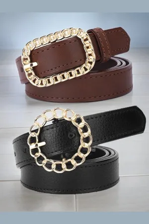 Kastner Women Set Of 2 Solid Tang Closure Belts