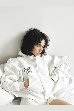 LULU & SKY Women White Printed Hooded Sweatshirt