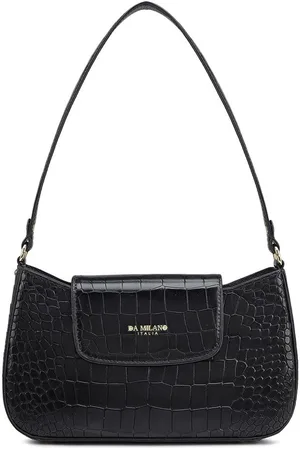 Da Milano Textured Leather Half Moon Handheld Bag with Tasselled