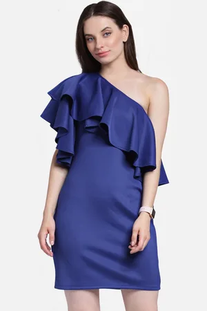 Cation Women Blue Solid Sheath Dress
